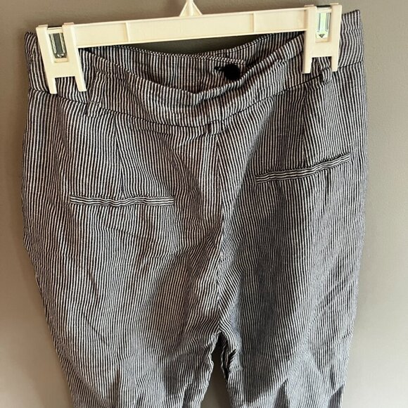 Zara Basic Linen Style Pants White & Blue Stripes Size small - Picture 7 of 14
